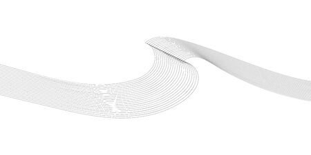 Abstract wave element for design. Digital frequency track equalizer. Stylized line art background. Vector illustration. Wave with lines created using blend tool. Curved wavy line, smooth stripeのイラスト素材