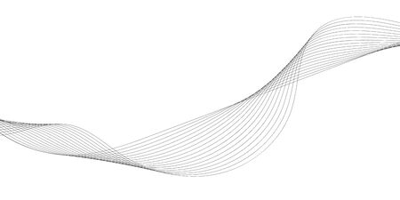 Abstract wave element for design. Digital frequency track equalizer. Stylized line art background. Vector illustration. Wave with lines created using blend tool. Curved wavy line, smooth stripeのイラスト素材