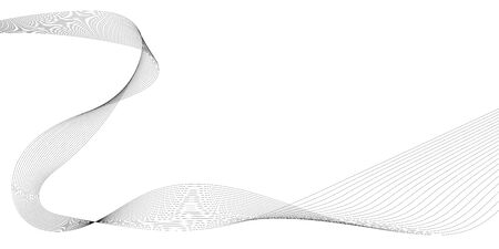 Abstract wave element for design. Digital frequency track equalizer. Stylized line art background. Vector illustration. Wave with lines created using blend tool. Curved wavy line, smooth stripeのイラスト素材