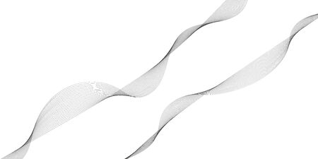 Abstract wave element for design. Digital frequency track equalizer. Stylized line art background. Vector illustration. Wave with lines created using blend tool. Curved wavy line, smooth stripeのイラスト素材