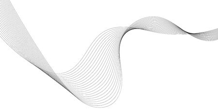 Abstract wave element for design. Digital frequency track equalizer. Stylized line art background. Vector illustration. Wave with lines created using blend tool. Curved wavy line, smooth stripeのイラスト素材