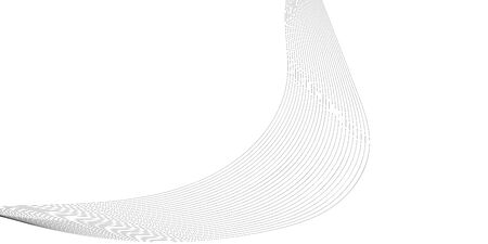 Abstract wave element for design. Digital frequency track equalizer. Stylized line art background. Vector illustration. Wave with lines created using blend tool. Curved wavy line, smooth stripeのイラスト素材