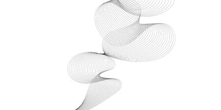 Abstract wave element for design. Digital frequency track equalizer. Stylized line art background. Vector illustration. Wave with lines created using blend tool. Curved wavy line, smooth stripeのイラスト素材