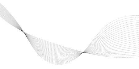 Abstract wave element for design. Digital frequency track equalizer. Stylized line art background. Vector illustration. Wave with lines created using blend tool. Curved wavy line, smooth stripeのイラスト素材