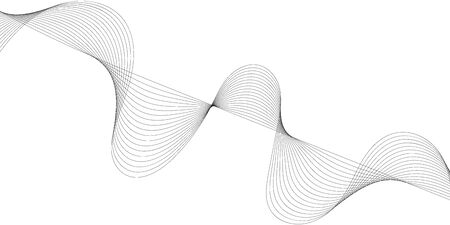 Abstract wave element for design. Digital frequency track equalizer. Stylized line art background. Vector illustration. Wave with lines created using blend tool. Curved wavy line, smooth stripeのイラスト素材