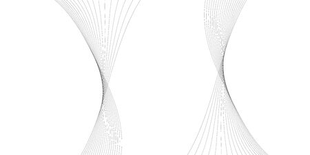 Abstract wave element for design. Digital frequency track equalizer. Stylized line art background. Vector illustration. Wave with lines created using blend tool. Curved wavy line, smooth stripeのイラスト素材