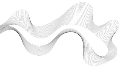 Abstract wave element for design. Digital frequency track equalizer. Stylized line art background. Vector illustration. Wave with lines created using blend tool. Curved wavy line, smooth stripeのイラスト素材