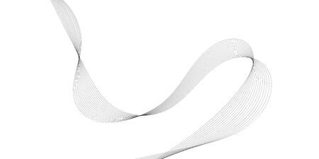 Abstract wave element for design. Digital frequency track equalizer. Stylized line art background. Vector illustration. Wave with lines created using blend tool. Curved wavy line, smooth stripeのイラスト素材