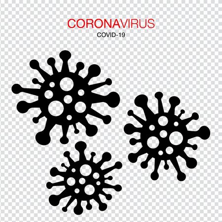 Coronavirus. Covid-19. Stop. No Infection. Dangerous Coronavirus Cell. Bacteria. Caution. Outbreak. Pandemic medical concept.のイラスト素材