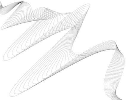 Abstract wave element for design. Digital frequency track equalizer. Stylized line art background. Vector illustration. Wave with lines created using blend tool. Curved wavy line, smooth stripeのイラスト素材