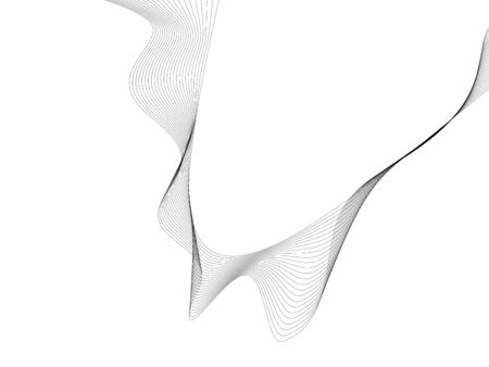 Abstract wave element for design. Digital frequency track equalizer. Stylized line art background. Vector illustration. Wave with lines created using blend tool. Curved wavy line, smooth stripeのイラスト素材