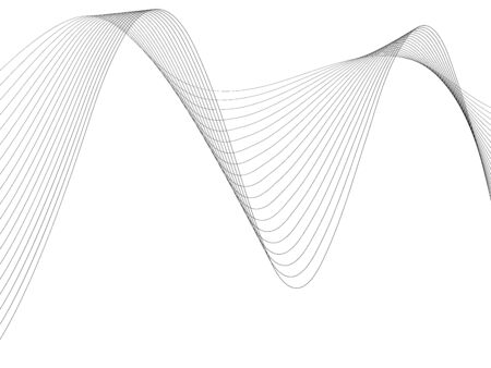 Abstract wave element for design. Digital frequency track equalizer. Stylized line art background. Vector illustration. Wave with lines created using blend tool. Curved wavy line, smooth stripeのイラスト素材