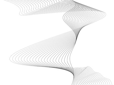 Abstract wave element for design. Digital frequency track equalizer. Stylized line art background. Vector illustration. Wave with lines created using blend tool. Curved wavy line, smooth stripeのイラスト素材