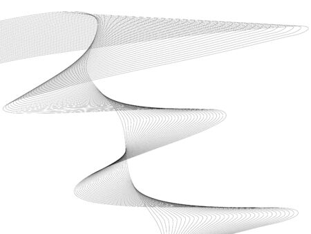 Abstract wave element for design. Digital frequency track equalizer. Stylized line art background. Vector illustration. Wave with lines created using blend tool. Curved wavy line, smooth stripeのイラスト素材
