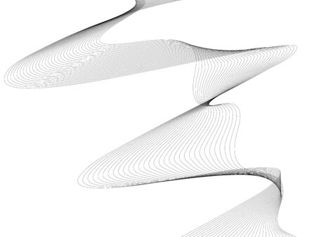 Abstract wave element for design. Digital frequency track equalizer. Stylized line art background. Vector illustration. Wave with lines created using blend tool. Curved wavy line, smooth stripeのイラスト素材