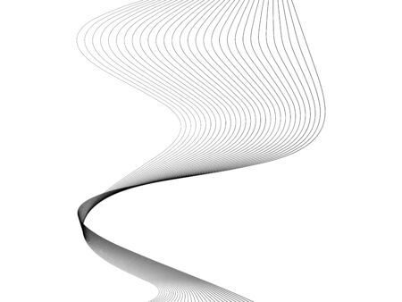 Abstract wave element for design. Digital frequency track equalizer. Stylized line art background. Vector illustration. Wave with lines created using blend tool. Curved wavy line, smooth stripeのイラスト素材