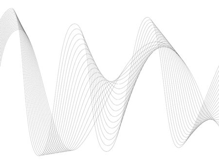 Abstract wave element for design. Digital frequency track equalizer. Stylized line art background. Vector illustration. Wave with lines created using blend tool. Curved wavy line, smooth stripeのイラスト素材