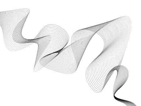 Abstract wave element for design. Digital frequency track equalizer. Stylized line art background. Vector illustration. Wave with lines created using blend tool. Curved wavy line, smooth stripeのイラスト素材