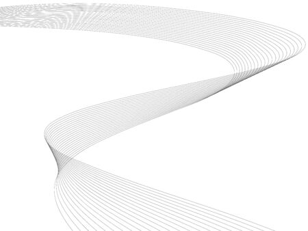 Abstract wave element for design. Digital frequency track equalizer. Stylized line art background. Vector illustration. Wave with lines created using blend tool. Curved wavy line, smooth stripeのイラスト素材