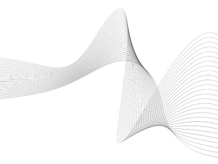 Abstract wave element for design. Digital frequency track equalizer. Stylized line art background. Vector illustration. Wave with lines created using blend tool. Curved wavy line, smooth stripeのイラスト素材