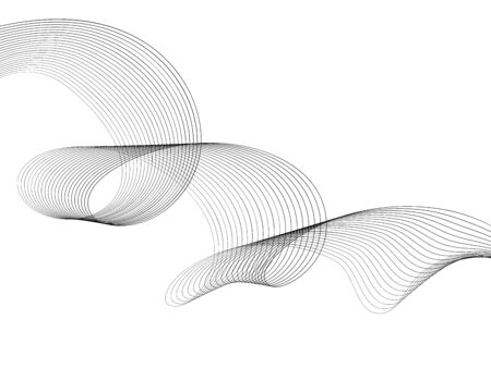 Abstract wave element for design. Digital frequency track equalizer. Stylized line art background. Vector illustration. Wave with lines created using blend tool. Curved wavy line, smooth stripeのイラスト素材