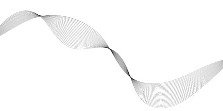 Abstract wave element for design. Digital frequency track equalizer. Stylized line art background. Vector illustration. Wave with lines created using blend tool. Curved wavy line, smooth stripeのイラスト素材