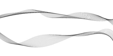 Abstract wave element for design. Digital frequency track equalizer. Stylized line art background. Vector illustration. Wave with lines created using blend tool. Curved wavy line, smooth stripeのイラスト素材