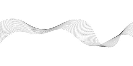Abstract wave element for design. Digital frequency track equalizer. Stylized line art background. Vector illustration. Wave with lines created using blend tool. Curved wavy line, smooth stripeのイラスト素材