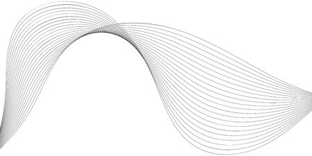 Abstract wave element for design. Digital frequency track equalizer. Stylized line art background. Vector illustration. Wave with lines created using blend tool. Curved wavy line, smooth stripeのイラスト素材