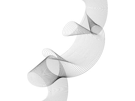 Abstract wave element for design. Digital frequency track equalizer. Stylized line art background. Vector illustration. Wave with lines created using blend tool. Curved wavy line, smooth stripeのイラスト素材