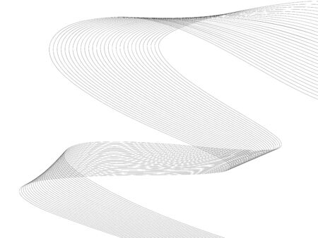 Abstract wave element for design. Digital frequency track equalizer. Stylized line art background. Vector illustration. Wave with lines created using blend tool. Curved wavy line, smooth stripeのイラスト素材