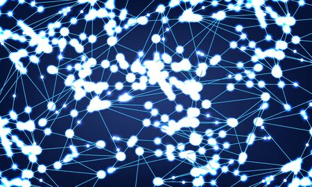 Abstract connections on blue background. Tech conceptのイラスト素材