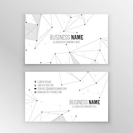 White business card template with connected lines and dots. Abstract geometric background. Business, science, medicine and technology design. Modern vector cardのイラスト素材