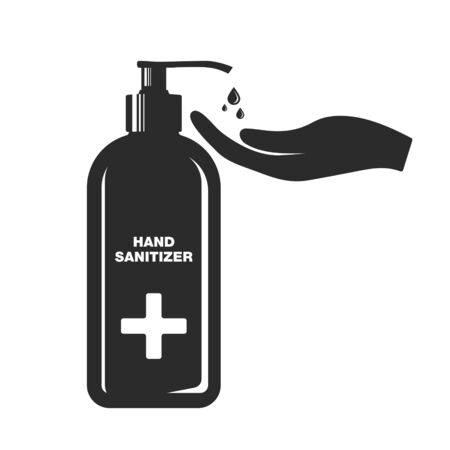 Hand sanitizer bottle icon. Isolated on white background. Hand wash icon vector illustration, EPS. Stop No Infectionのイラスト素材