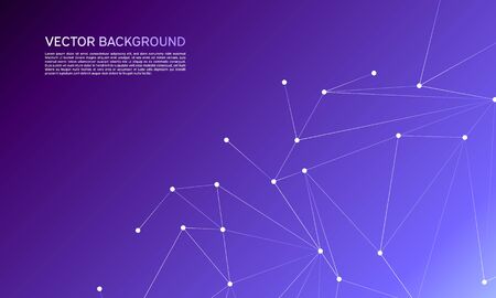 Abstract polygonal space low poly dark background with connecting dots and lines. Connection structure. Vector science background. Polygonal vector. Purple.のイラスト素材