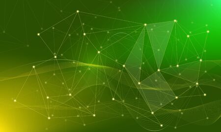 Abstract polygonal space low poly dark background with connecting dots and lines. Connection structure. Vector science background. Polygonal vector. Green.のイラスト素材