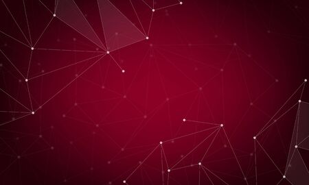 Abstract polygonal space low poly dark background with connecting dots and lines. Connection structure. Vector science background. Polygonal vector. Red.のイラスト素材