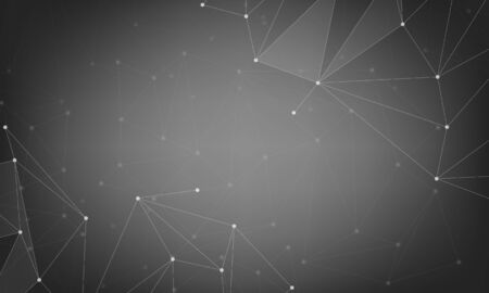 Abstract polygonal space low poly dark background with connecting dots and lines. Connection structure. Vector science background. Polygonal vector. Black and White.のイラスト素材