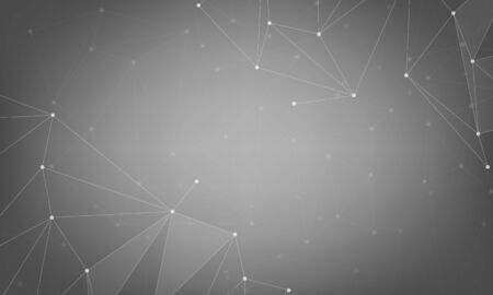 Abstract polygonal space low poly dark background with connecting dots and lines. Connection structure. Vector science background. Polygonal vector. Black and White.のイラスト素材