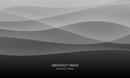 Abstract black background with smooth gray lines, waves. Modern and fashion. Gradient geometric. Vector illustrationのイラスト素材