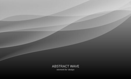 Abstract black background with smooth gray lines, waves. Modern and fashion. Gradient geometric. Vector illustrationのイラスト素材