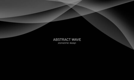 Abstract black background with smooth gray lines, waves. Modern and fashion. Gradient geometric. Vector illustrationのイラスト素材