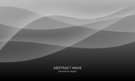 Abstract black background with smooth gray lines, waves. Modern and fashion. Gradient geometric. Vector illustrationのイラスト素材