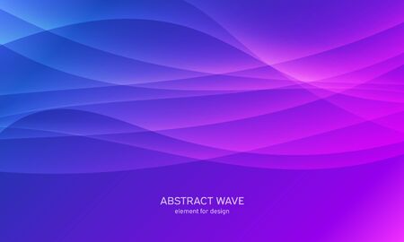 Abstract wave element for design. Digital frequency track equalizer. Stylized line art background. Colorful shiny wave with lines created using blend tool.Curved wavy line, smooth stripe Vector Purple.のイラスト素材