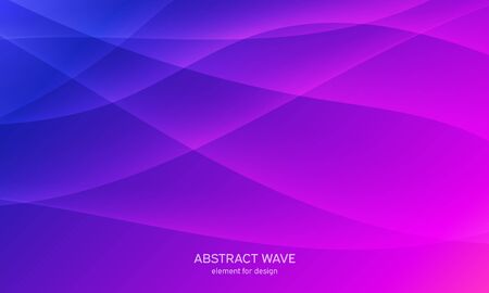 Abstract wave element for design. Digital frequency track equalizer. Stylized line art background. Colorful shiny wave with lines created using blend tool.Curved wavy line, smooth stripe Vector Purple.のイラスト素材