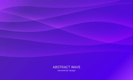Abstract wave element for design. Digital frequency track equalizer. Stylized line art background. Colorful shiny wave with lines created using blend tool.Curved wavy line, smooth stripe Vector Purple.のイラスト素材