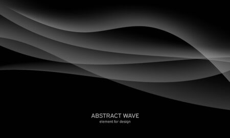 Abstract black background with smooth gray lines, waves. Modern and fashion. Gradient geometric. Vector illustrationのイラスト素材