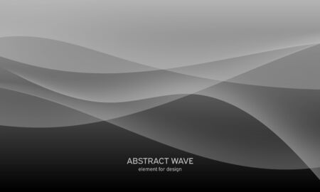 Abstract black background with smooth gray lines, waves. Modern and fashion. Gradient geometric. Vector illustrationのイラスト素材