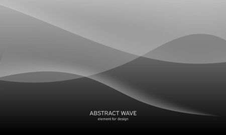Abstract black background with smooth gray lines, waves. Modern and fashion. Gradient geometric. Vector illustrationのイラスト素材