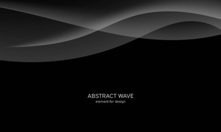 Abstract black background with smooth gray lines, waves. Modern and fashion. Gradient geometric. Vector illustrationのイラスト素材